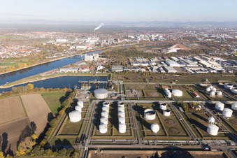 BASF Friesenheim in the district Neckarstadt-West in Mannheim in the state Baden-Wuerttemberg, Germany out of the air