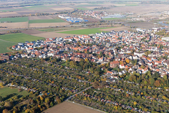 Oblique view of District Sandhofen in Mannheim in the state Baden-Wuerttemberg, Germany