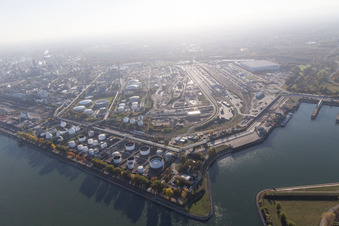 District BASF in Ludwigshafen am Rhein in the state Rhineland-Palatinate, Germany out of the air