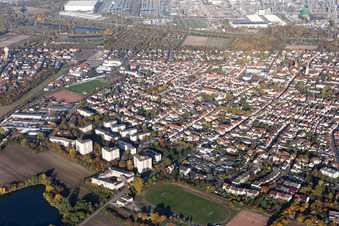 District Oppau in Ludwigshafen am Rhein in the state Rhineland-Palatinate, Germany from above