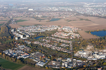 District Oggersheim in Ludwigshafen am Rhein in the state Rhineland-Palatinate, Germany from the drone perspective