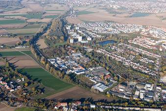 District Oggersheim in Ludwigshafen am Rhein in the state Rhineland-Palatinate, Germany from a drone