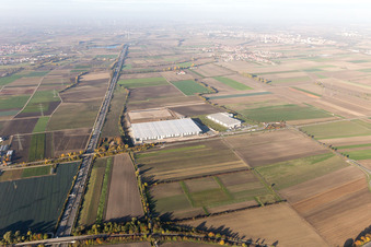 Aerial photograpy of Construction site to build a new building complex on the site of the logistics center of  Inc. in Frankenthal in the state Rhineland-Palatinate