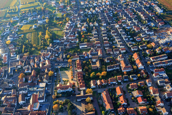 Village overview from the east with Am Alten Sportpl in the district Diedesfeld in Neustadt an der Weinstraße in the state Rhineland-Palatinate, Germany