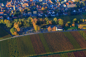 Cemetery Klingenmünster in autumn from the south in Klingenmünster in the state Rhineland-Palatinate, Germany
