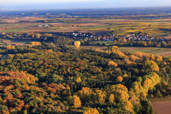 Hot air balloon PFALZGAS over the Horbachtal in Barbelroth in the state Rhineland-Palatinate, Germany