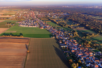 Aerial view of View of the town in the evening from the west in Kandel in the state Rhineland-Palatinate, Germany
