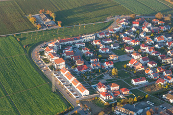 Construction sites for new construction residential area of detached housing estate "Am Hoehenweg" in Kandel in the state Rhineland-Palatinate, Germany