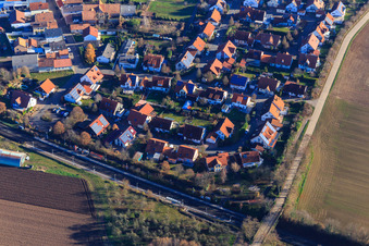 Train station and single-family home settlement An d. Bahn in Steinweiler in the state Rhineland-Palatinate, Germany
