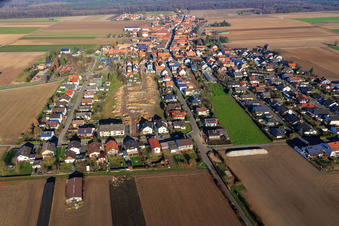 Aerial photograpy of New development area in Ringstraße under development in the district Hayna in Herxheim bei Landau in the state Rhineland-Palatinate, Germany