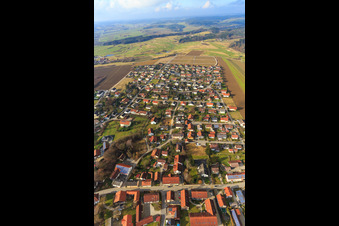 Overview of the district in front of the golf course from the southeast in the district Aunham in Bad Birnbach in the state Bavaria, Germany