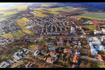 Overview of the Thermalbadstraße from the east in Bad Füssing in the state Bavaria, Germany