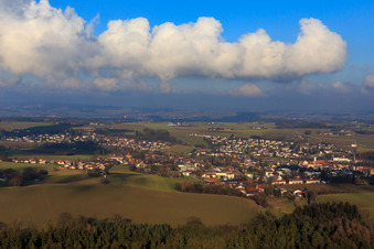 Aerial view of View of the town from the southwest in the district Dobl in Rotthalmünster in the state Bavaria, Germany