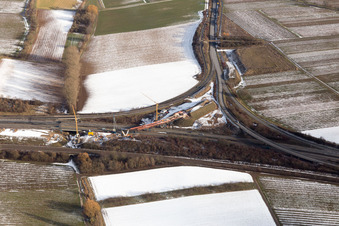 Construction site of the new bridge for the A65 Landau Nord exit in the district Dammheim in Landau in der Pfalz in the state Rhineland-Palatinate, Germany