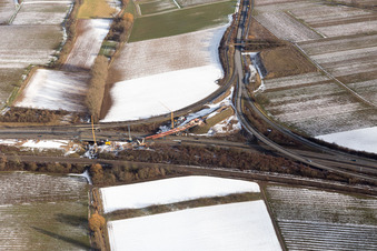 Construction site for the expansion of traffic flow on the motorway BAB A 65 in Landau in der Pfalz in the state Rhineland-Palatinate