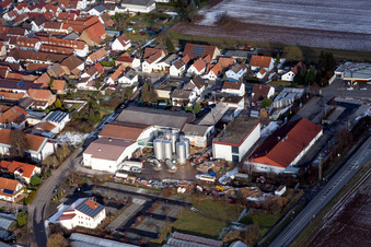 Building and production halls on the premises of the Otto Pressler wine cellar in Hochstadt (Pfalz) in the state Rhineland-Palatinate, Germany