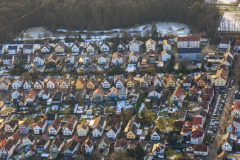 Haardtstraße x Birkenstraße in winter with snow in Kandel in the state Rhineland-Palatinate, Germany