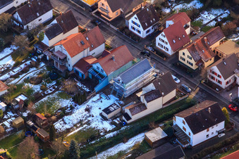 New single-family home in Waldstraße in winter with snow in Kandel in the state Rhineland-Palatinate, Germany