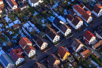 Waldstraße x Südendstraße in winter with snow in Kandel in the state Rhineland-Palatinate, Germany