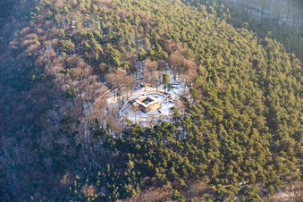 Waldschlössel in winter with snow in Klingenmünster in the state Rhineland-Palatinate, Germany