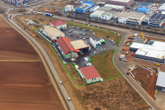 Industrial Park W II with Raiffeisen Agrarhandel Pfalz GmbH (Herxheim) in Herxheim bei Landau in the state Rhineland-Palatinate, Germany