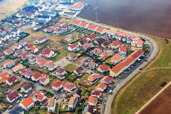 Aerial view of On the high trail in winter without snow in Kandel in the state Rhineland-Palatinate, Germany