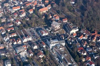 Aerial photograpy of District Jugenheim an der Bergstrasse in Seeheim-Jugenheim in the state Hesse, Germany