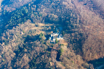 Aerial view of Heiligenberg Castle in Seeheim-Jugenheim in the state Hesse, Germany