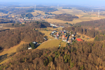 Village overview from the southwest in the district Ober-Beerbach in Seeheim-Jugenheim in the state Hesse, Germany