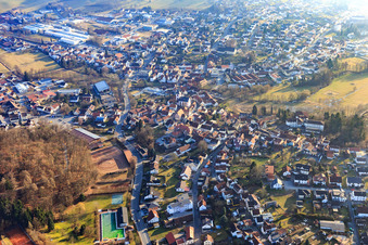 City view from the north in Reichelsheim in the state Hesse, Germany