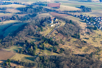 Aerial view of Castle Reichelsheim in Reichelsheim in the state Hesse, Germany