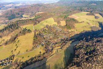 Aerial view of Holiday home settlement Unter-Ostern at Formbach in the district Unter-Ostern in Reichelsheim in the state Hesse, Germany