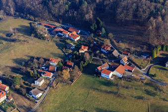 Aerial view of Fjord Horse Farm Eitenmüller in the district Rohrbach in Reichelsheim in the state Hesse, Germany