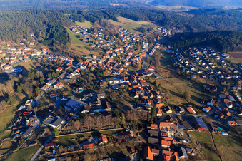 Aerial view of View of the Odenwald from the west in the district Hammelbach in Grasellenbach in the state Hesse, Germany