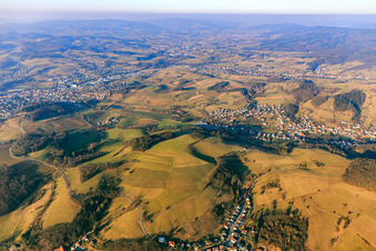 View of the Odenwald from the south in the district Weiher in Mörlenbach in the state Hesse, Germany
