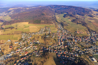 View of the Odenwald from the west in the district Gadernheim in Lautertal in the state Hesse, Germany