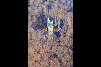 Aerial view of Kaiserturm in the district Gadernheim in Lautertal in the state Hesse, Germany