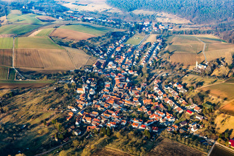 Aerial photograpy of Village - View in the district Wiebelsbach in Groß-Umstadt in the state Hesse, Germany