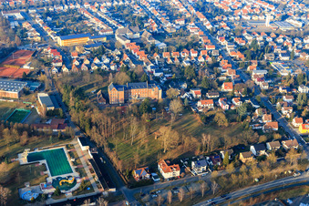 Aerial view of Seminary Dieburg in Dieburg in the state Hesse, Germany