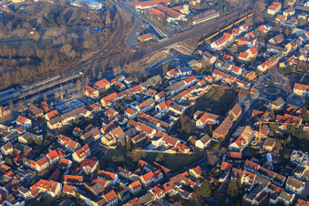 Train station and Minnefeld in Dieburg in the state Hesse, Germany
