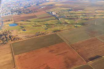 Aerial photograpy of Golf Sport Park Groß-Zimmern in winter in Groß-Zimmern in the state Hesse, Germany