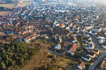 Village view with half-round - shaped streets in the center of the village in Ober-Ramstadt in the state Hesse, Germany