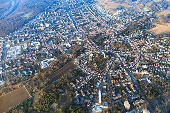 Town center with Evangelical Trinity Church Darmstadt-Eberstadt in the district Eberstadt in Darmstadt in the state Hesse, Germany