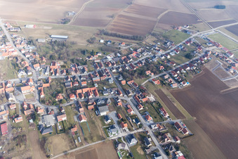 Oberlauterbach in the state Bas-Rhin, France from above