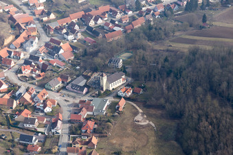 Neewiller-près-Lauterbourg in the state Bas-Rhin, France from a drone
