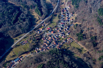 Aerial view of Münchweiler am Klingbach in the state Rhineland-Palatinate, Germany