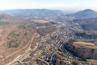 Aerial view of Annweiler am Trifels in the state Rhineland-Palatinate, Germany