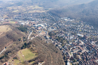 Oblique view of Annweiler am Trifels in the state Rhineland-Palatinate, Germany