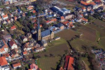 Catholic Church of St. Ludwig at the inner-city vineyards in Edenkoben in the state Rhineland-Palatinate, Germany