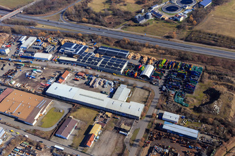 Industrial area Industriering with recycling center of Remondis GmbH in Venningen in the state Rhineland-Palatinate, Germany